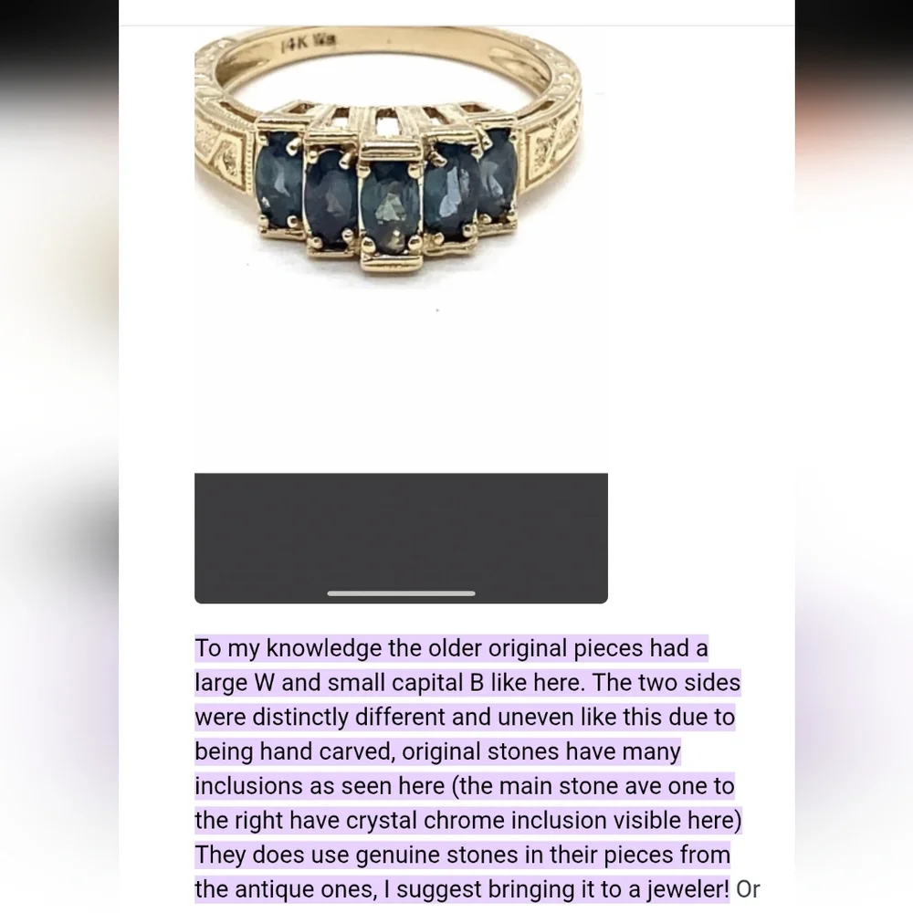 Vtg 1912 Weinman Brothers 10k sapphire solid Gold ring diamond accents  3.7g